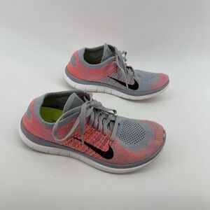 Nike Free 4.0 Flyknit Women's Running Shoes Gray/Pink Size‎ 7.5
